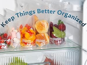 Slider bags in display in a fridge to show how essential they are at keeping things organized.