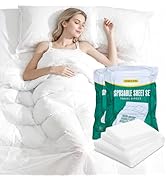 ANKEXIN 2 Pack Disposable Bed Sheets Set, Portable Bedspread Set for Travel, Disposable Bedding S...
