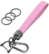 OHKYOOT Leather Wristlet Keychain,Car Key Chain Wrist Keychain with 3 Key Ring and Anti-Lost D Ri...