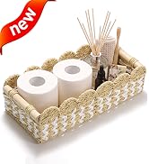 Delamu Toilet Tank Paper Storage Baskets, 1 Pack Bathroom Basket Organizer, Wavy Pattern Countert...
