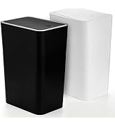 Fasmov Trash Can, 2 Pack 15 Liter / 4 Gallon Plastic Garbage Container Bin with Press Top Lid, Wa...
