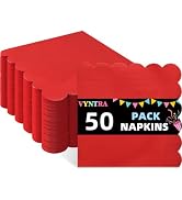 Red Napkins 50 Pack, 5.9 Inch Lace Paper, 3 Layer Thick Cocktail Napkins for Valentine Party, Chr...