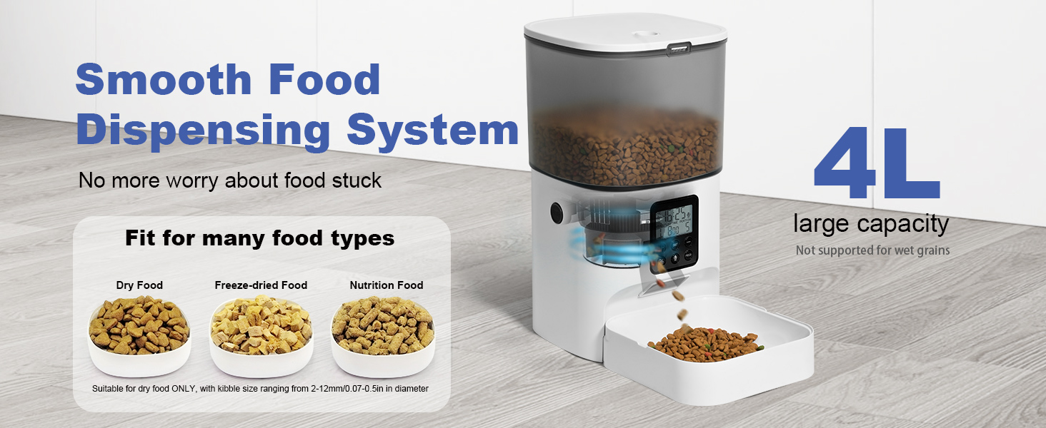 automatic cat feeder with smooth food dispensing system