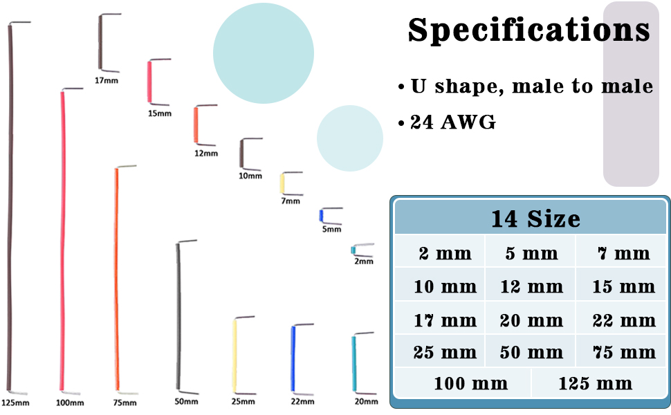The specification of colored U shape jumper wire