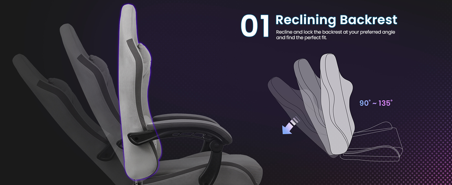Ergonomic grey gaming chair with lumbar support swivel home office computer desk