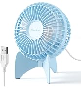 HandFan Small USB Desk Fan, Quiet 3-Speed Portable Mini Desktop Fan, 30° Adjustable Personal Cool...