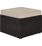 Crosley Furniture Palm Harbor Wicker Outdoor Ottoman Foot Rest for Patio, Deck, Porch, Brown with...