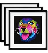 ELSKER&HOME 18x18 Frame Black 3 Pack, 14x14 frame with Mat or 18x18 Photos without Mat Set of 3, ...