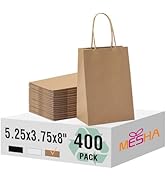 MESHA 400 Pack Kraft Brown Paper Bags with Handles Bulk 5.25X3.75X8 Inches, Brown Small Gift Bags...