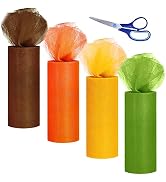 Supla 4 Colors Fall Autumn Tulle Rolls Orange Yellow Brown Tulle Fabric Ribbon Tulle Netting Roll...