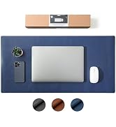 SenseAGE Leather Desk Pad Protector, Natural Rubber Office Desk Mat Mouse Pad, Non-Slip PU Leathe...
