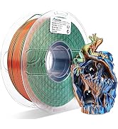 AMOLEN 3D Printer Filament Triple Color Silk PLA Filament 1.75mm, Blue Green Orange 3D Printing F...