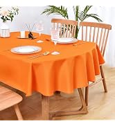 Wolkemer Oval Tablecloth 60 x 84 Inch Washable Fabric Table Cloth | Oval Table Cloth, Solid Orang...