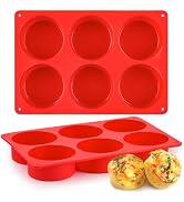 Puyeipt 2 Pack Silicone Egg Bite Molds, Deep 3 Inch Non-Stick Round Silicone Baking Pans for Frit...