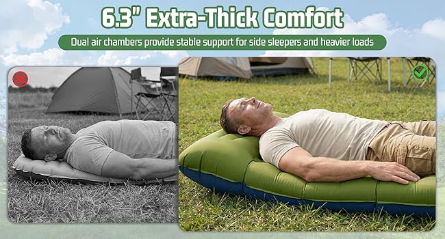 No Bottoming Out Dual air chambers provide stable support for side sleepers and heavier loads.