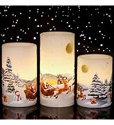 Eldnacele Christmas Flameless Candles with Timer, LED Flickering Battery Pillar Candles with 6H T...