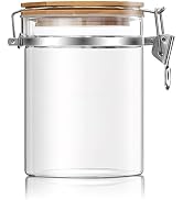 MOLADRI 36 oz/1050ml Clear Glass Storage Canister with Airtight Bamboo Lid, Medium Decorative Con...