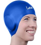 3D Swim Caps - Ear Protection Swimming Cap for Women & Men - Silicone, Waterproof - Fits Long & S...