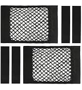 MOODKEY Universal Mesh Cargo Net with Tape Stickers Car Stretchable Storage Net Wall Sticker Orga...