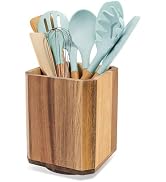 RedCall Acacia Wood Utensil Holder, 360° Rotating Large Cooking Utensil Organizer, Kitchen Tool S...