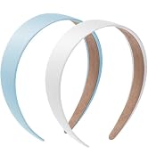 WantGor Satin Headbands for Women, 1.18 Inch Wide Solid Hair Bands Plain Hairband Holiday Head Ba...