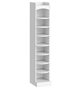 YATINEY 9-Tier Tall Shoe Rack, Wooden Shoe Storage Organizer, Narrow Shoe Cabinet with Removable ...