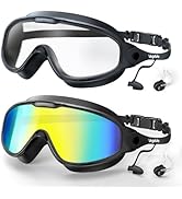VegoVia Adult Swim Goggles 2 Pack, Anti-Fog 180° Wide View UV Protection Pool Swimming Goggles fo...