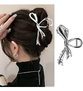 Bow Hair Clips Large Metal Hair Claw Clips for Thick Curly Hair Ribbon Bow Design Hair Clamp Clip...