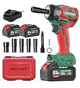 HelpSet Cordless Impact Wrench 1/2", 480Ft.lb (650N.m) Brushless Impact Gun with 2x4.0Ah Battery