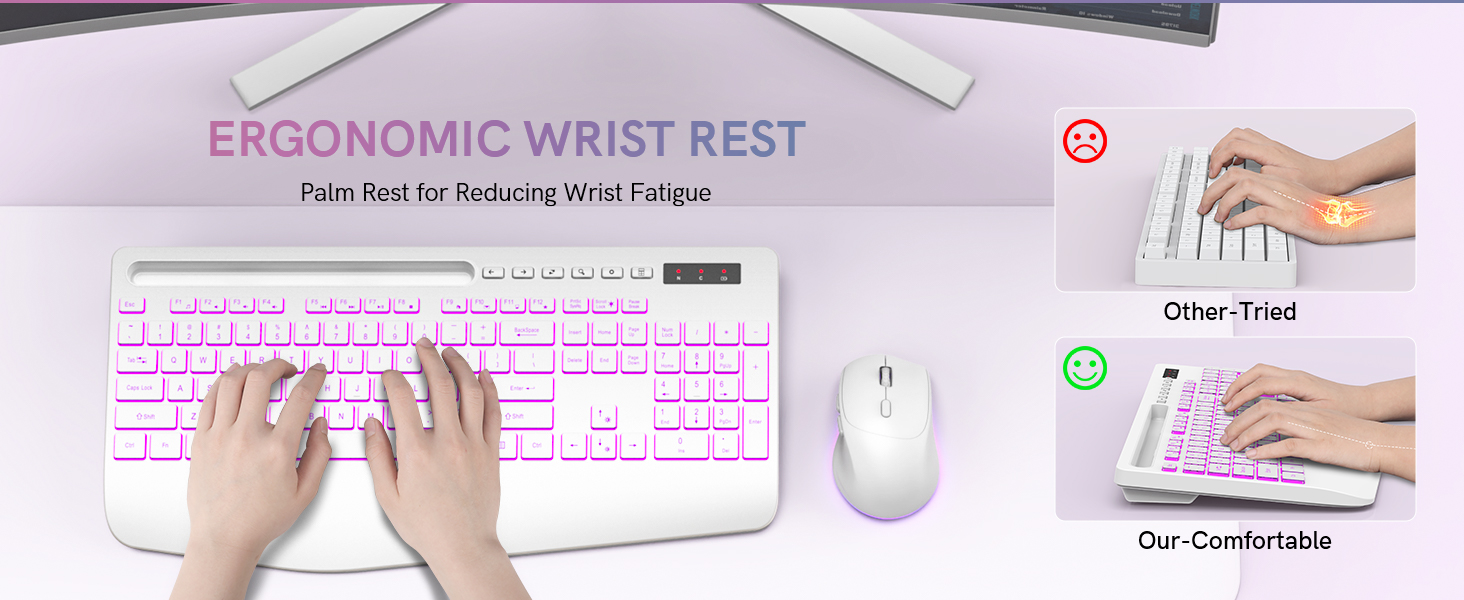 keyboard and mouse with palm rest