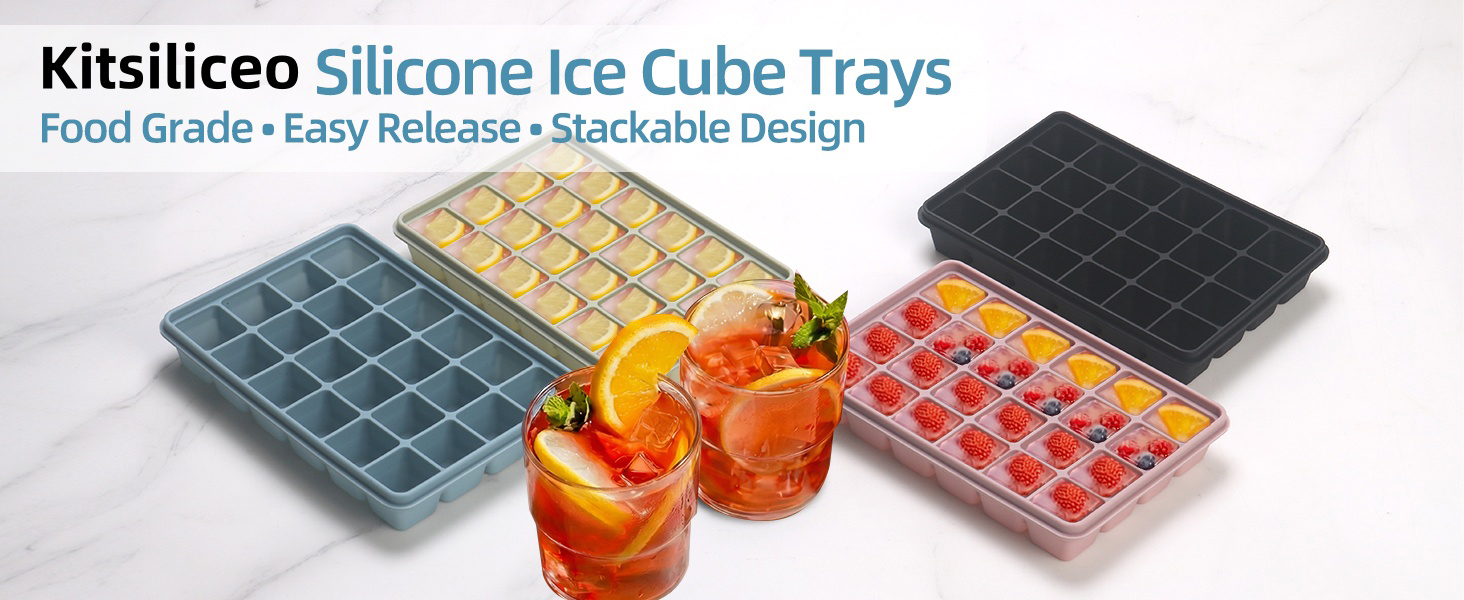 Silicone Ice Cube Trays with Lid