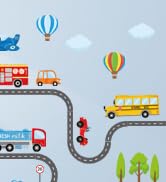 Simplified illustration with hot air balloons, clouds, and map-style icons indicating a route or navigation concept.