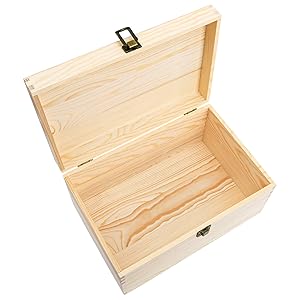 Yarlung Unfinished Wooden Box with Hinged Lid