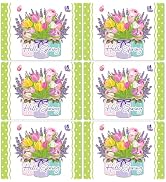 Spring Placemats Set of 6 Easter Plastic Table Mats Spring Tulip Place Mats Washable Vinyl Flower...