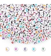 SUTOUG 1000PCS Letter Beads for Threading, 4 x 7 MM Acrylic Round Alphabet Beads for Jewellery DI...