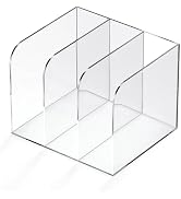 Jumyee Acrylic File Organizer for Desk, Clear Magazine File Holder with 3 Vertical Compartments R...