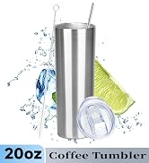 FristChoice 20 oz Skinny Tumbler with Lid and Straw,Stainless Steel Vacuum Insulated Tumbler Cup ...