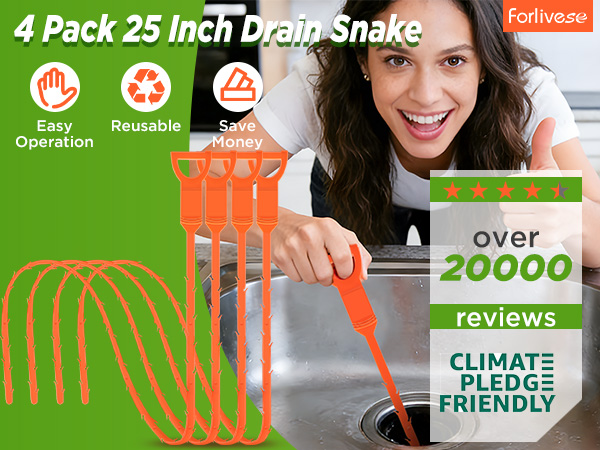 4 pack 25 inch drain snake