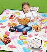 Extra Large Picnic Blanket Waterproof,80"x 80"Foldable Machine Washable Beach Blanket,Outdoor Bla...