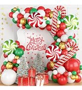Christmas Balloon Garland Arch Kit, Merry Christmas Decorations Balloons Red Gold White Latex Bal...