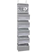 Univivi Over Door Hanging Organizer Storage with 5 Large Pockets and 3 Small PVC Pockets for Cosm...