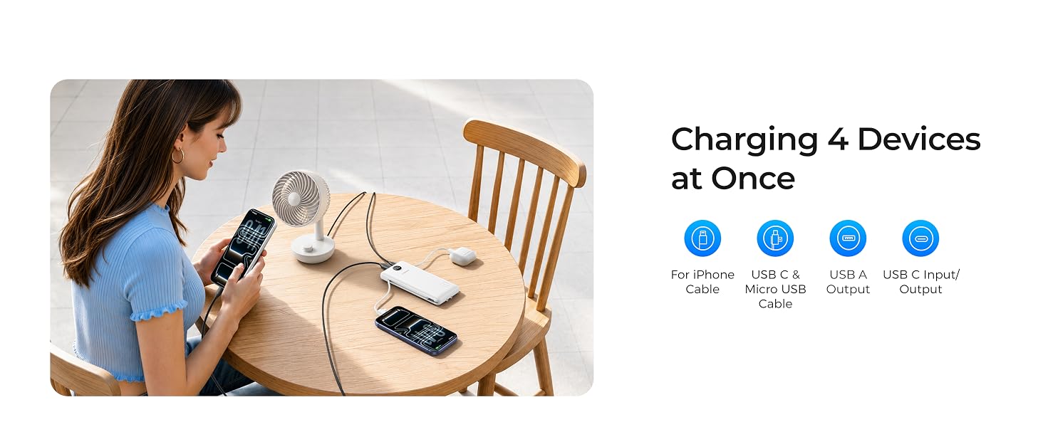portable charger with built in cable