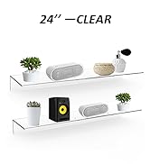 Sezanrpt 24 Inches Clear Floating Shelves for Wall, Acrylic Long Wall Shelf, Wall Mounted Shelves...