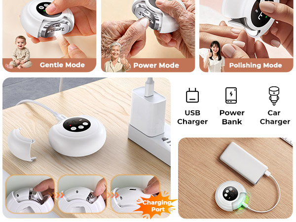 Mess free electric fingernail clipper trapping debris in internal storage bin