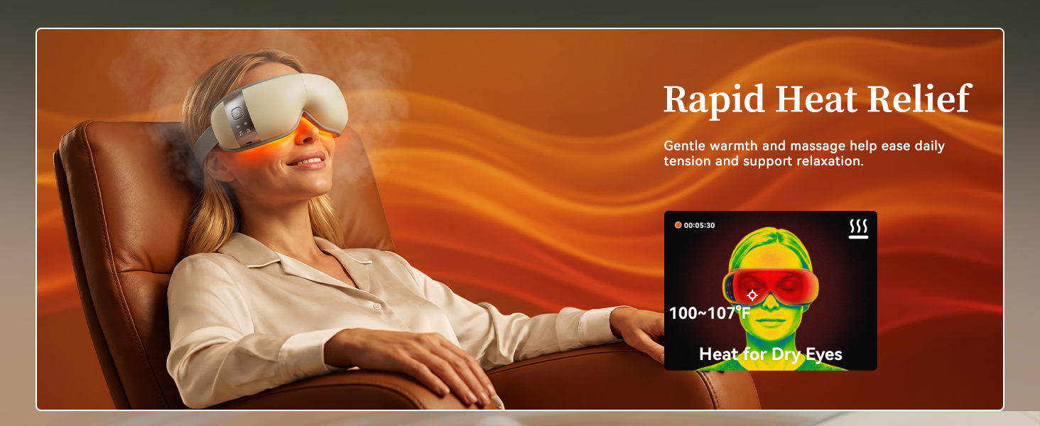 Silent eye massager with piezo pump, quiet relaxation gift under 35dB