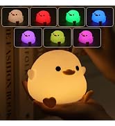 IFTHFOUR DoDo Duck Night Light, LED Cute Silicone Dimmable Nursery Lamp, Touch Sensor Lamp, RGB &...