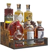 KOKSTOP 3-Tier Liquor Bottle Display Shelf, Rustic Wooden Bottle Holder Stand for Liquor Whiskey ...