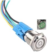 hiBCTR 16mm Latching pushbutton Switch with high-Power Angel Eye led Light - 12v-24v Voltage, 5a ...