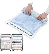 TAILI 12 Pack Travel Compression Vacuum Bags, Roll Up Space Saver Bags (6 Large, 6 Medium), Vacuu...