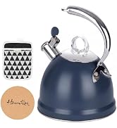 Harriet Whistling Tea Kettle for Stove Top, 2.5 QT Food-Grade Steel Teapot | Tea Pot for Stove wi...